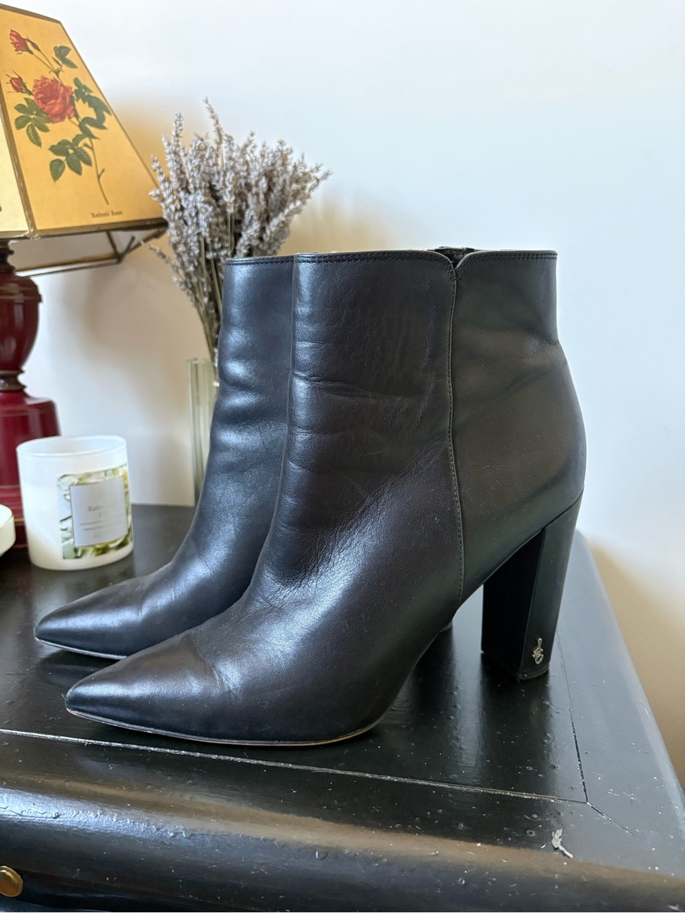 Sam Edelman Black Leather Pointed Raelle Booties